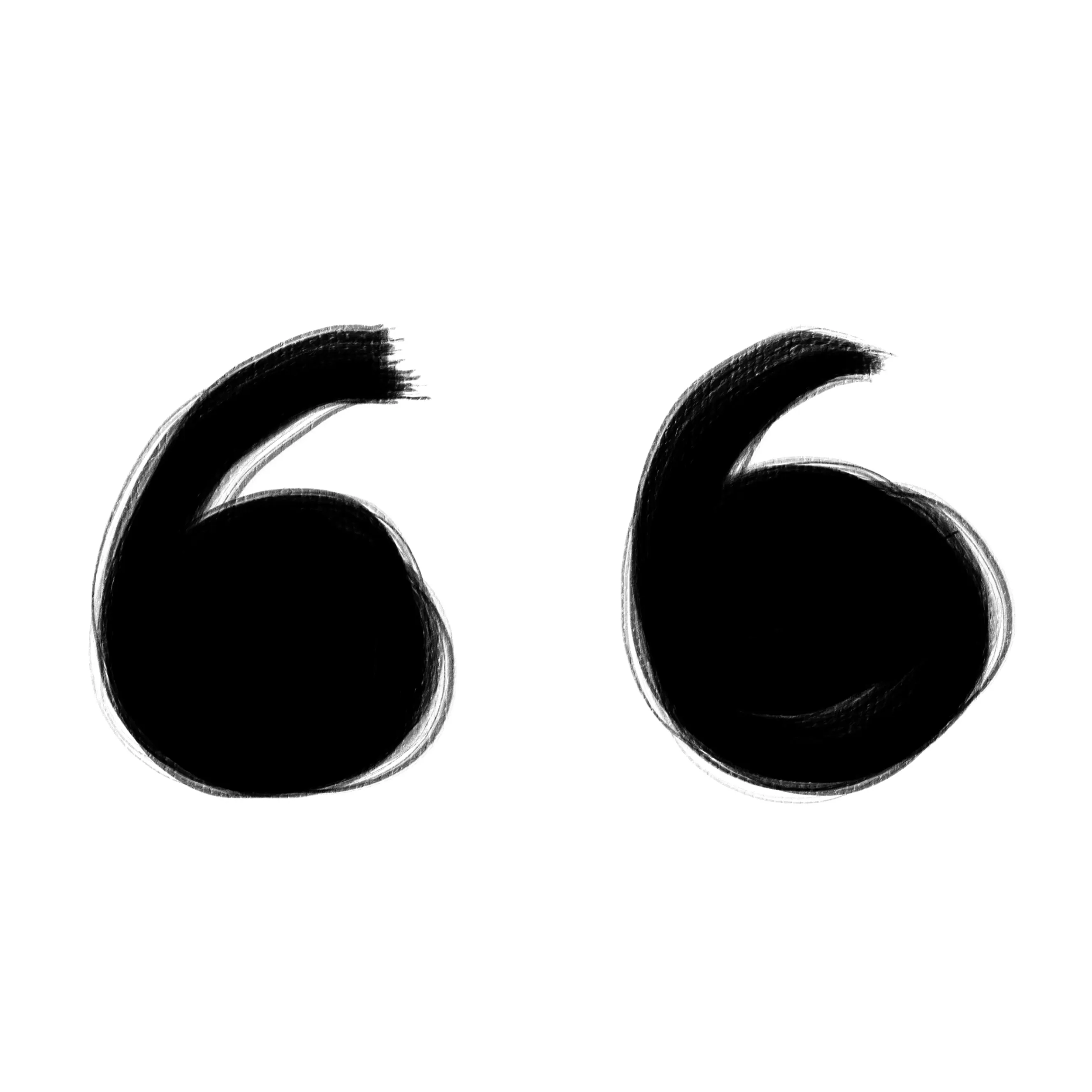 Illustration de guillemets anglaises peintes à la main, symbolisant les extraits de textes du portfolio de rédaction web et SEO.