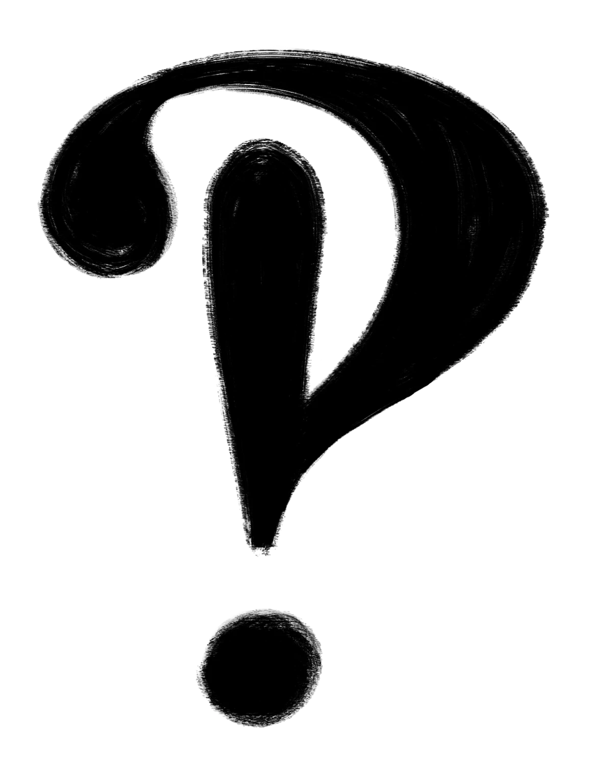 Symbole interrobang en noir, représentant une posture éditoriale curieuse et percutante dans la rédaction web.