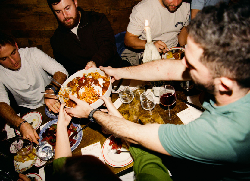 Foodies enjoying dinner together