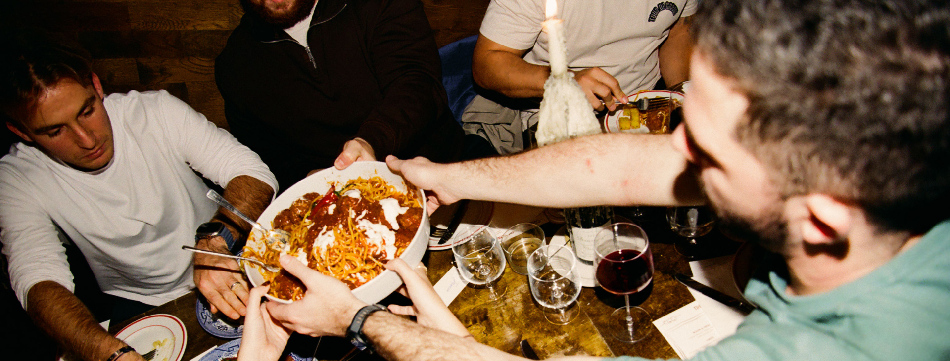 Foodies enjoying dinner together