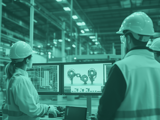 An illustration of Industry 4.0 and modern industrial complex.