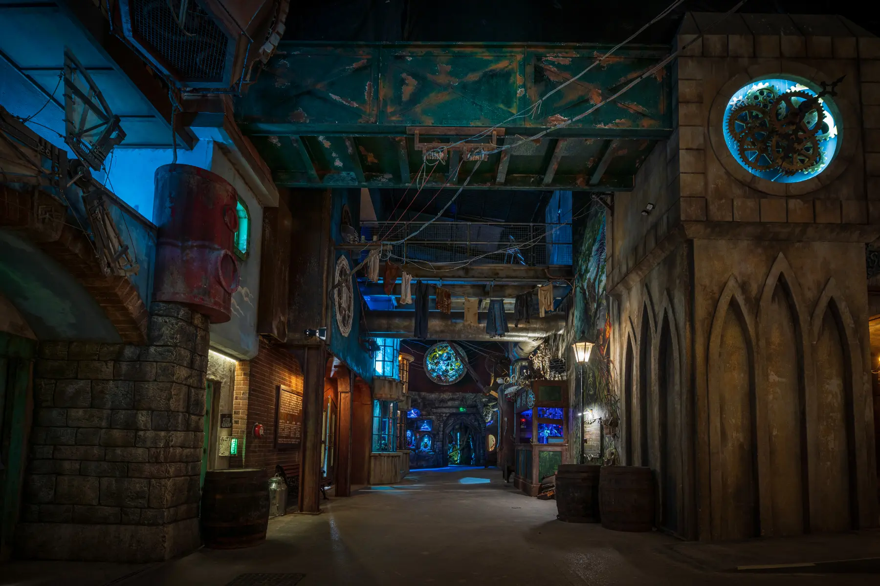 Group enjoying vibrant and colourful immersive art experience.