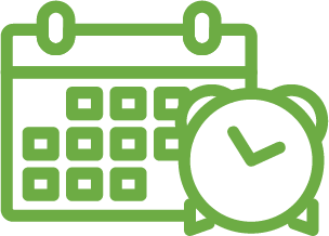 Image of a calendar and an alarm clock