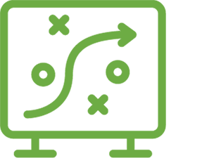 Image of a strategic game plan written on a chalkboard