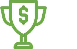 Icon of a trophy with a dollar sign on it.
