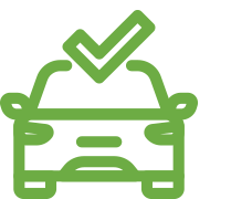 Icon of a car with a checkmark.