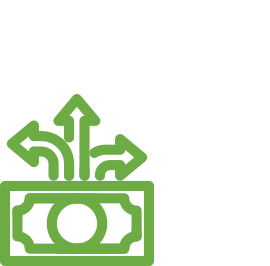 Image of a dollar bill with multi-directional arrows coming out of it