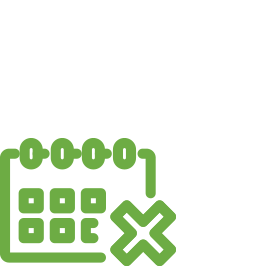 Image of a calendar overlaid with an x symbol