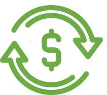 Image of a dollar sign symbol centered within two rotating arrow symbols