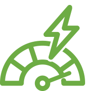 Image of a credit score gauge and a lightning bolt.