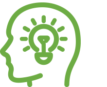 Image of a lightbulb within the silhouetted profile of a human head