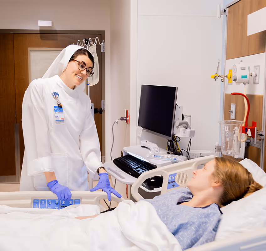 A sister who works as a nurse visiting a patient