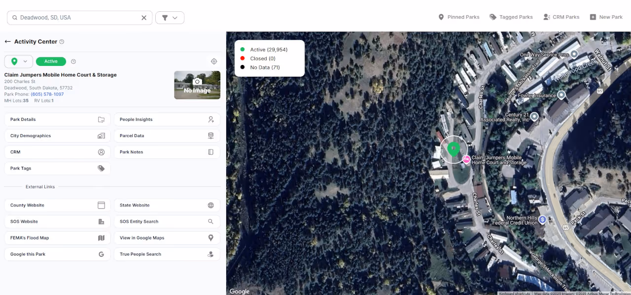 ParkSitesIO Dashboard