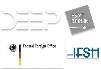 Logos of DEEP, ESMT Berlin, Federal Foreign Office Germany, and IFSH arranged together.