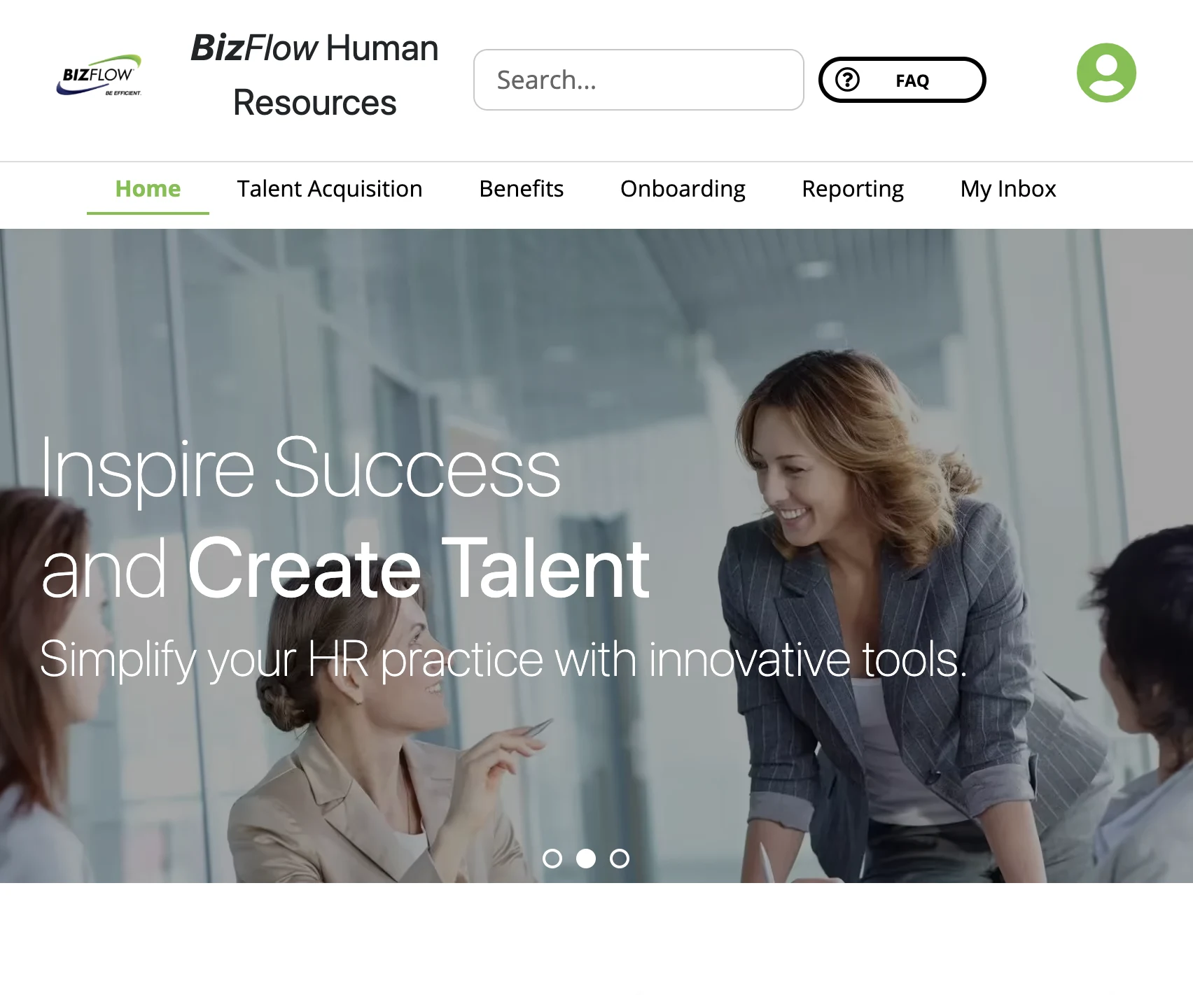 Screenshot of an HR Portal created using BizFlow M