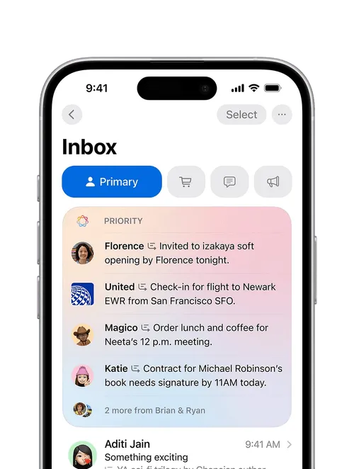 An iPhone showing someone's inbox full of messages. 