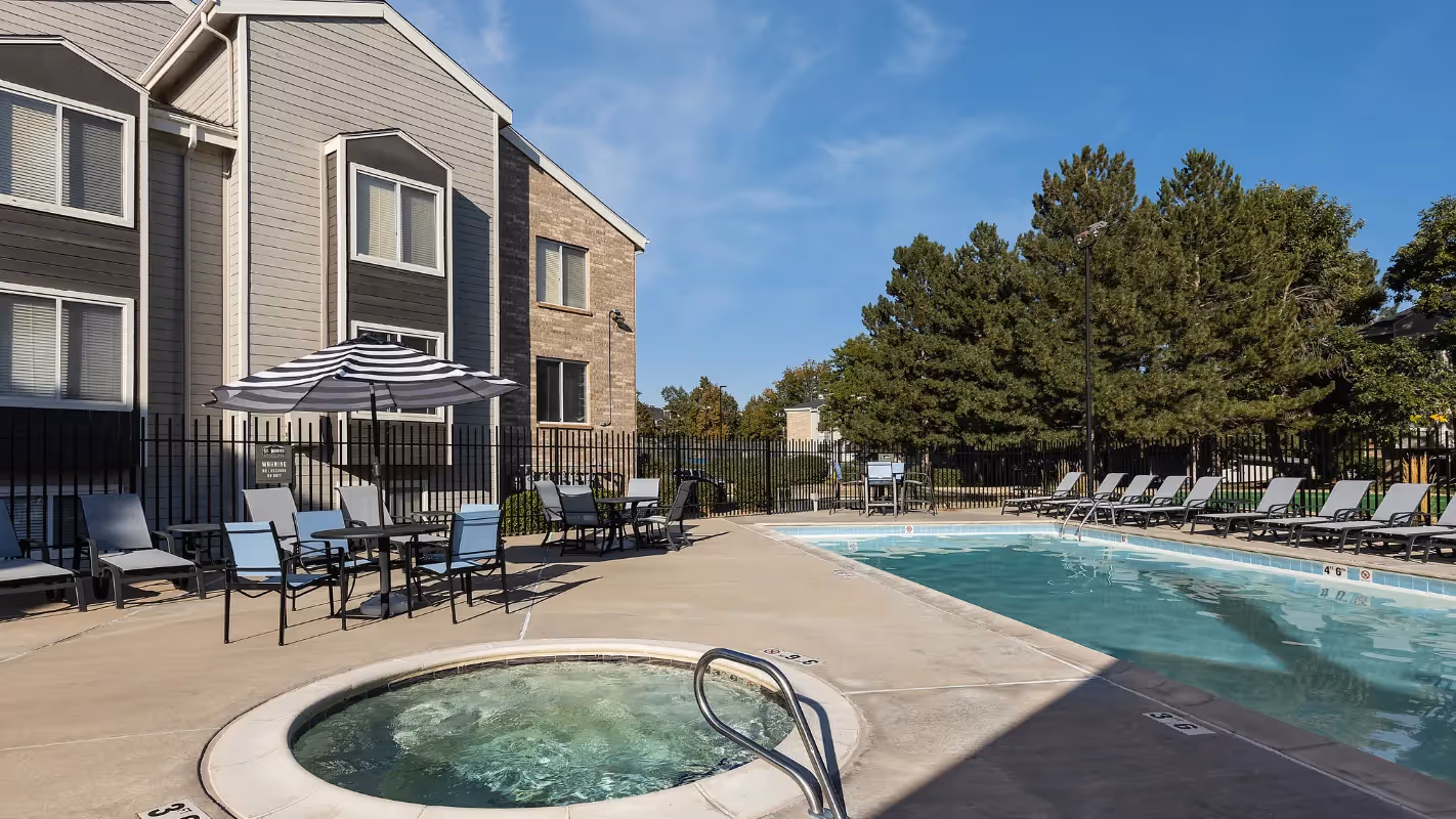 swimming pool with hot tub