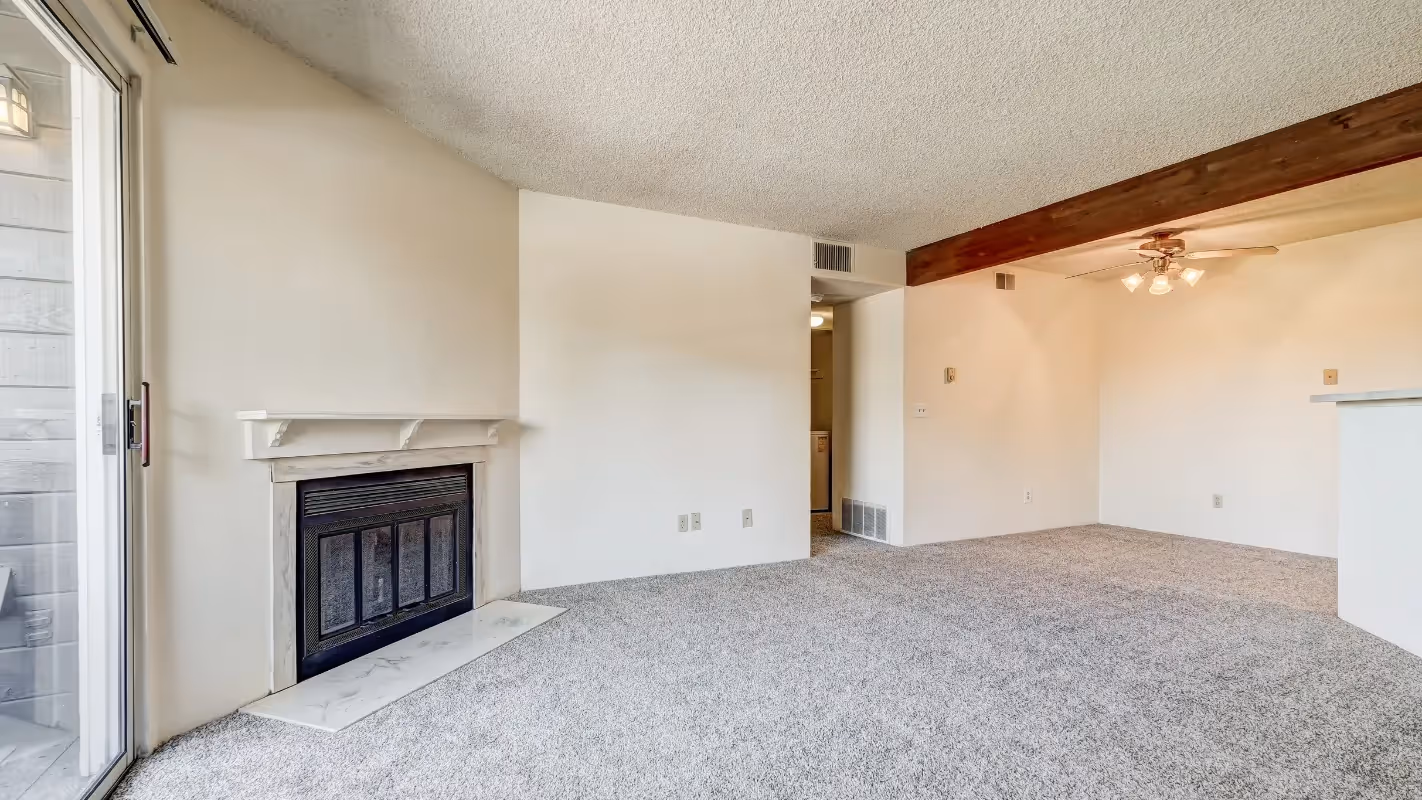 living area with fireplace