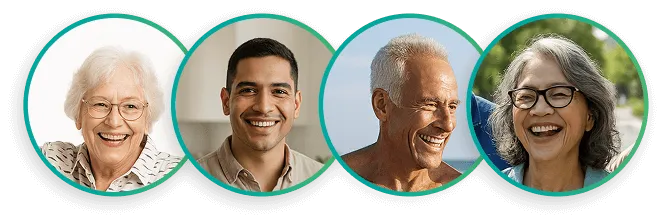 headshots of happy customers and Testimonials