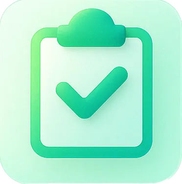 A green checkmark on a green background.