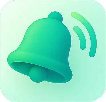 A green bell with a white dot in the middle.