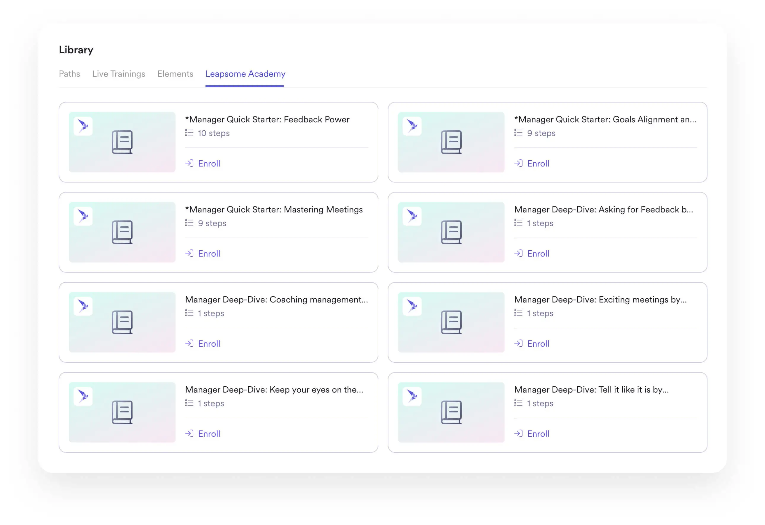 A screenshot of the Leapsome Academy course overview.