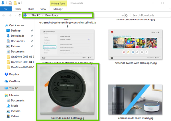 Windows 10 file explorer open location results