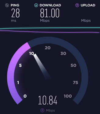 Speedtest website running a speedtest