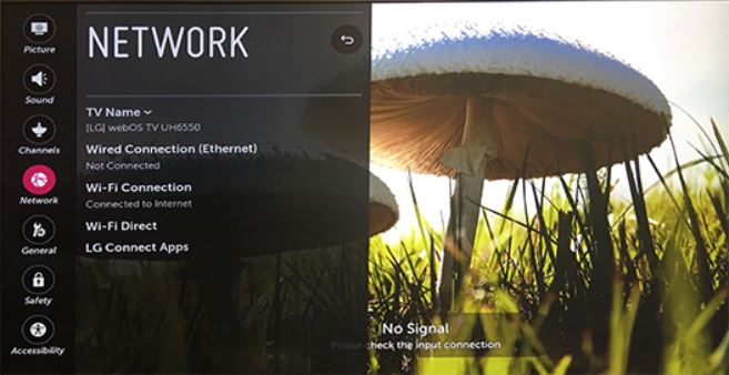 Network settings menu.
