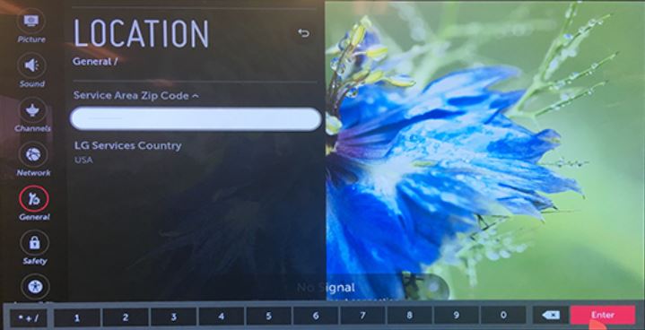 Location settings screen.
