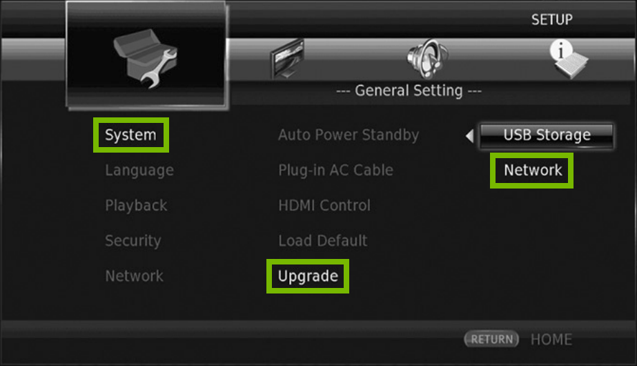 Blu-ray menu with highlighted options