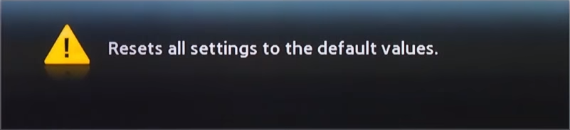 Blu-ray reset confirmation message