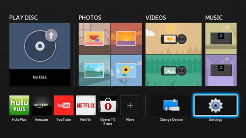 Blu-ray menu with settings highlighted