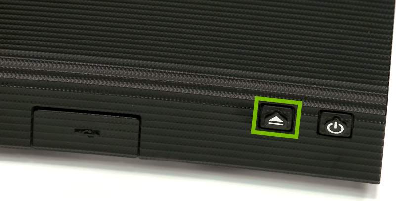 Blu-ray front panel with eject button highlighted