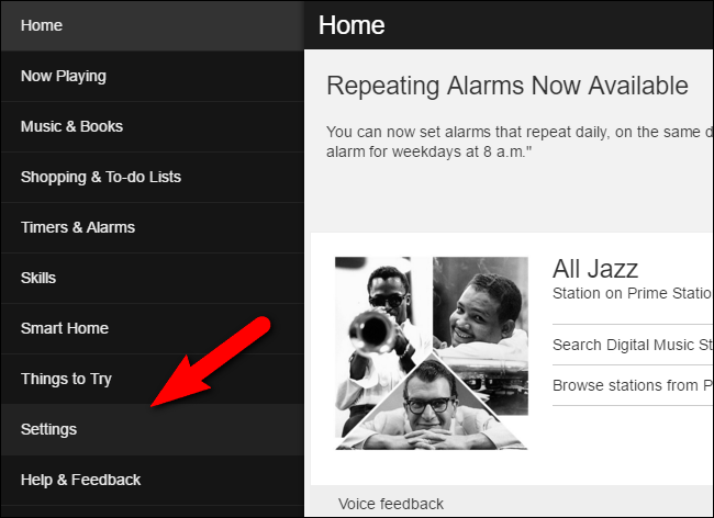 Amazon Alexa settings
