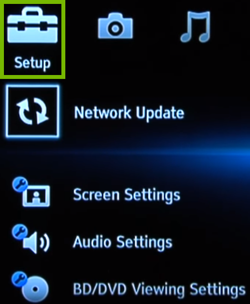 Blu-ray menu with highlighted options