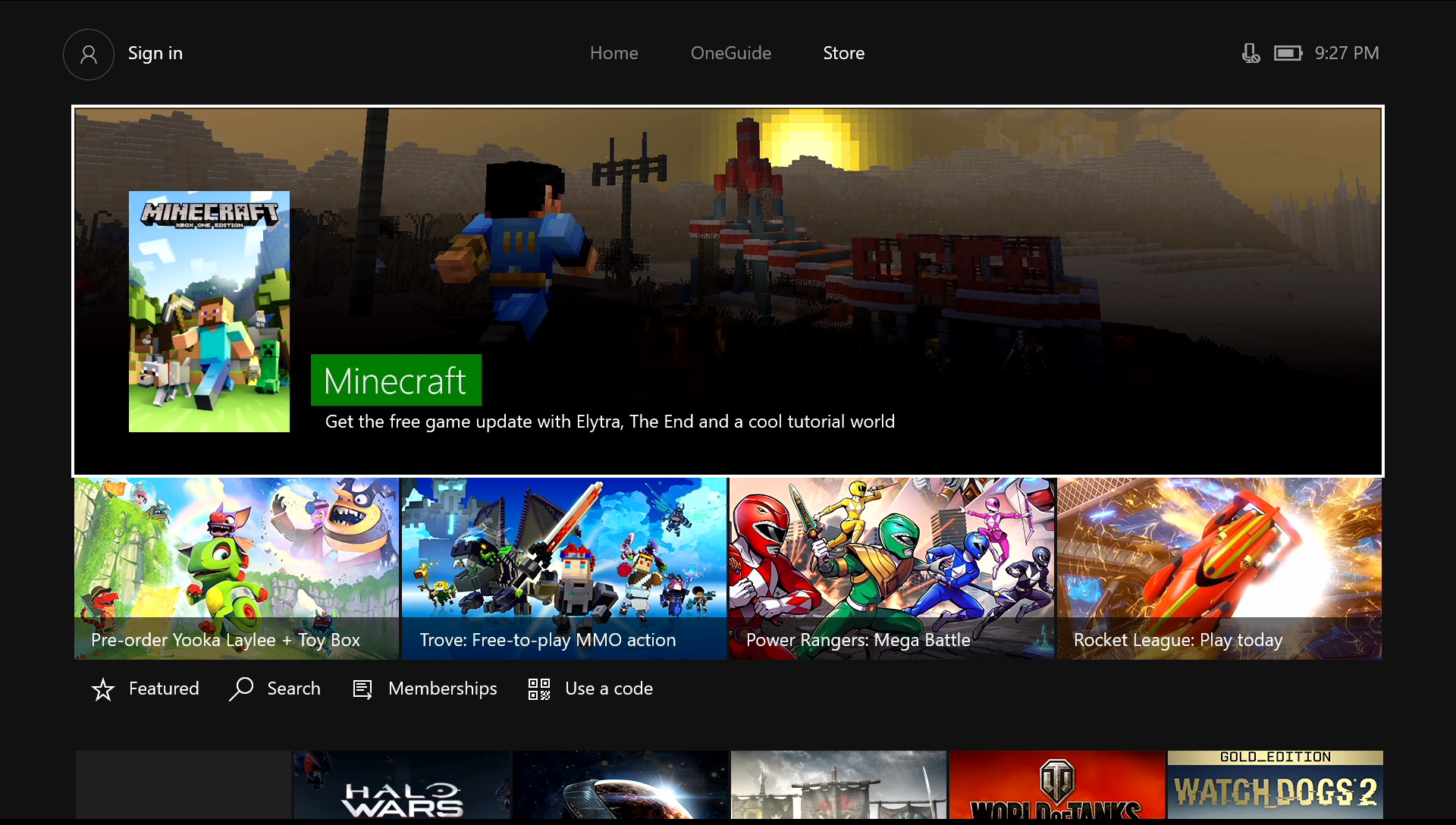 Xbox One store page.