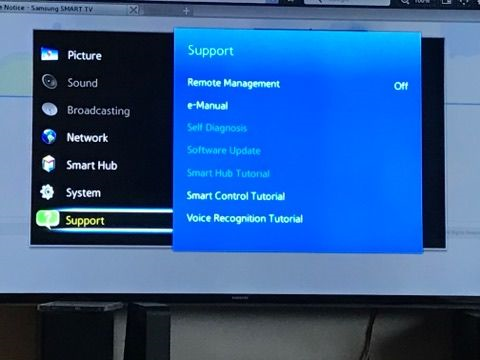 Samsung tv showing options greyed out