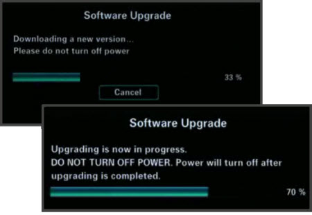 Blu-ray software update in progress