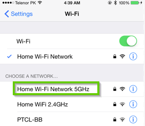 iOS network list showing a 5g network