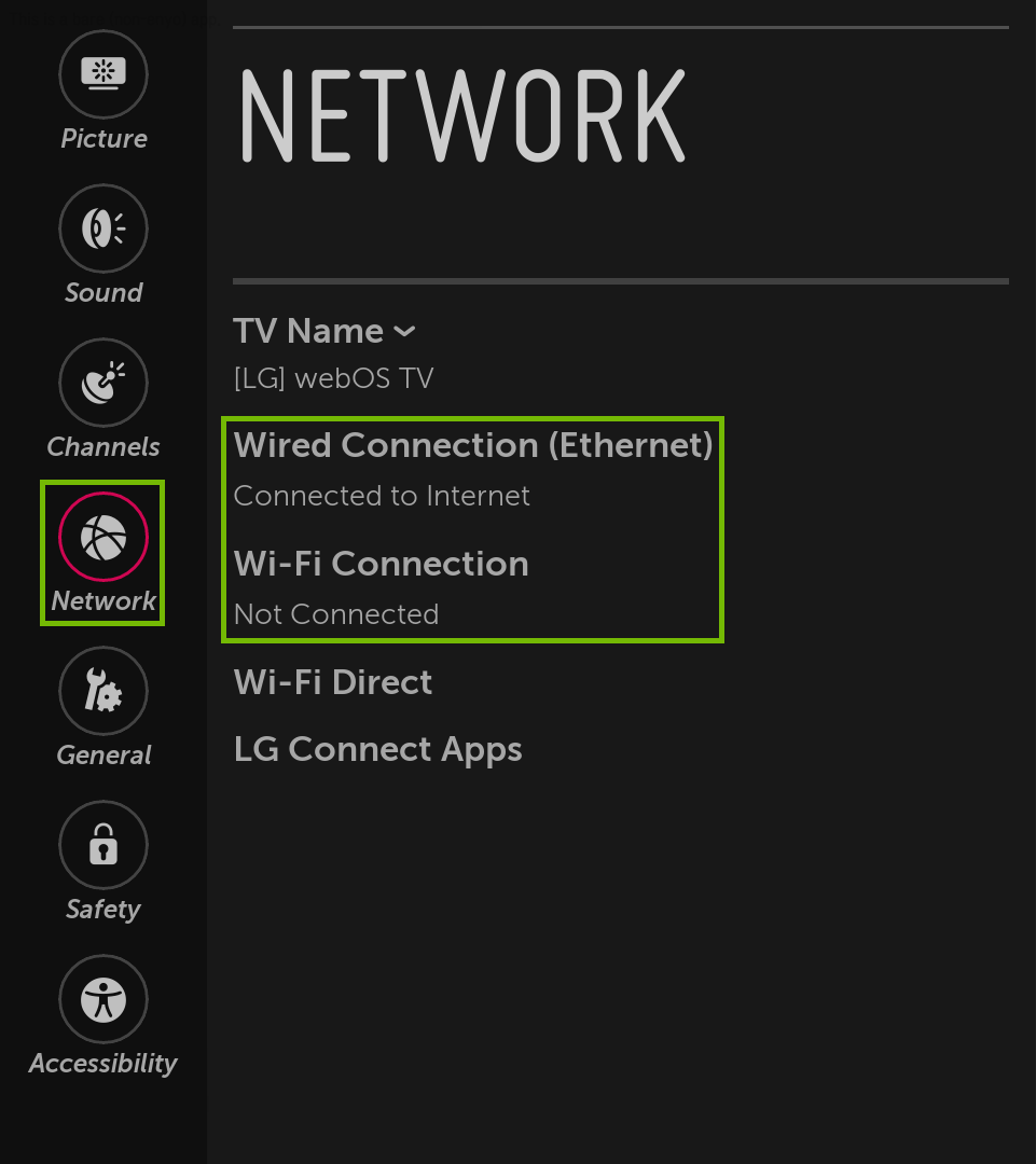 Network settings with Wired and Wi-Fi connections highlighted.