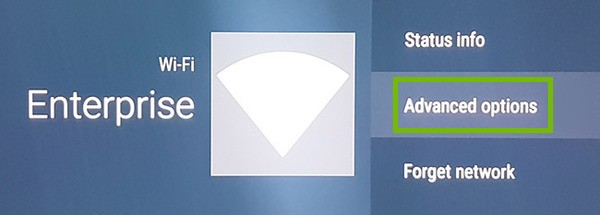 Network information with Advanced options highlighted.