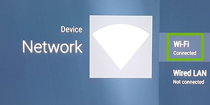 Network device selection with Wi-Fi highlighted.