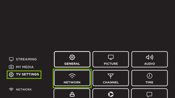 TV Settings, Network. Screenshot