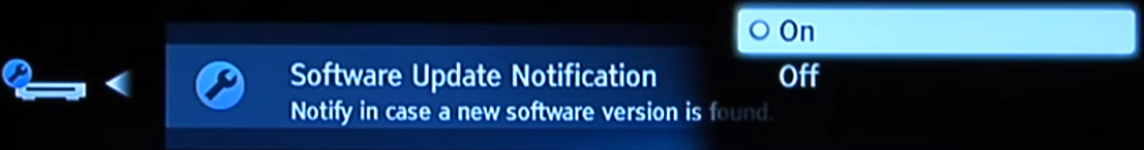 Changing update notification setting