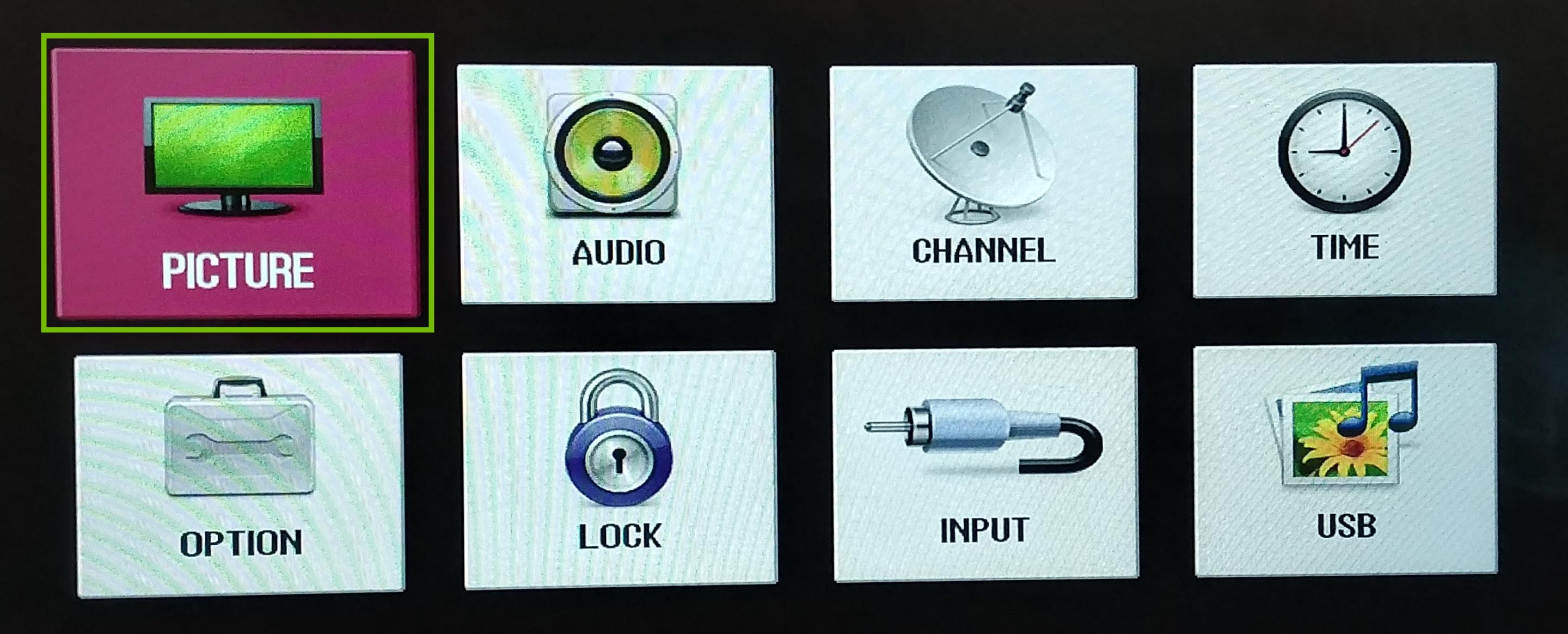 Settings with Picture highlighted.