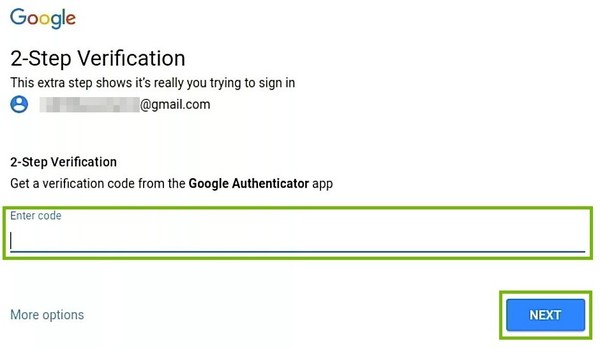 2-step verification prompt.