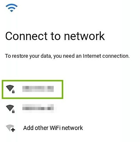 Wi-Fi selection dialog.