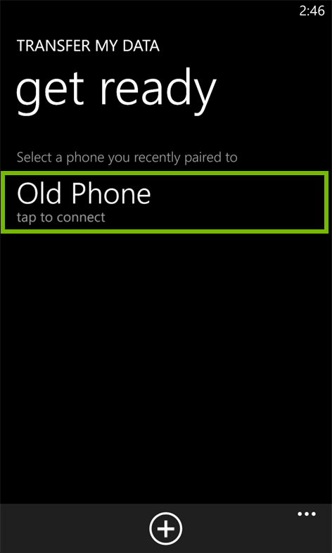 List of previously paired phones. Screenshot.