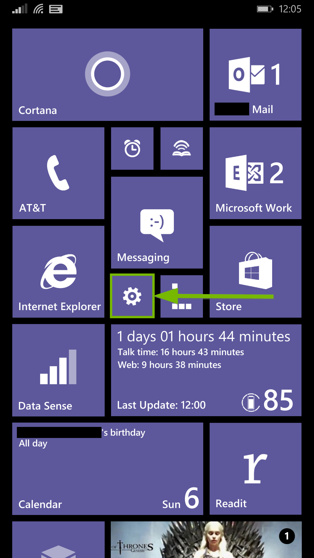 Settings icon on home screen. Screenshot.
